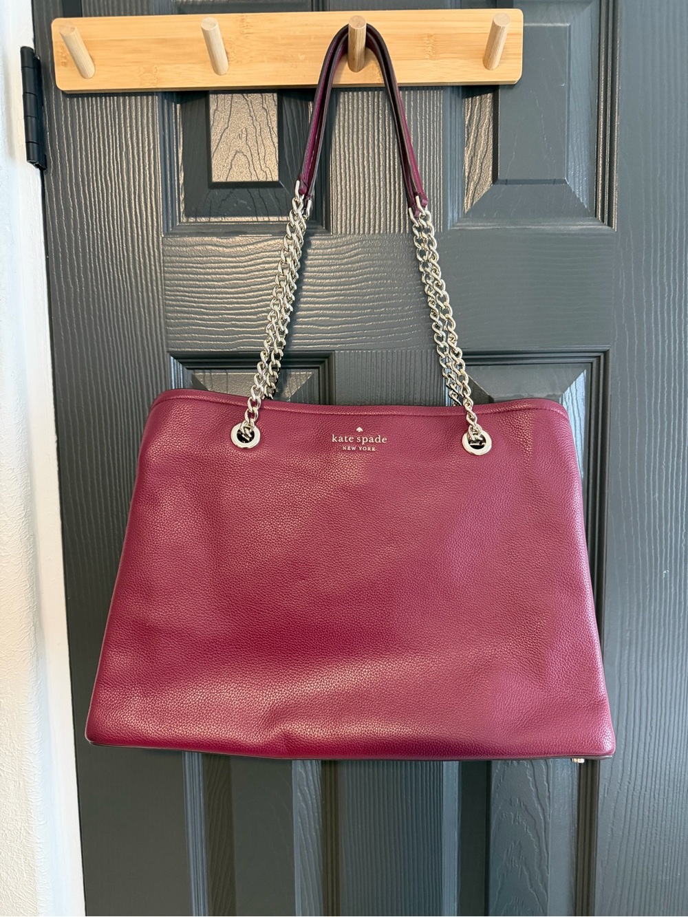 Kate Spade Jordyn Large Chain Handle Tote Burgundy